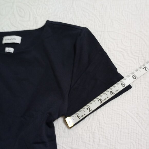 Babaton Shirt Women's Sz S Black Contour Baby Tee Cropped Top Crew Smooth Tight - Picture 7 of 8